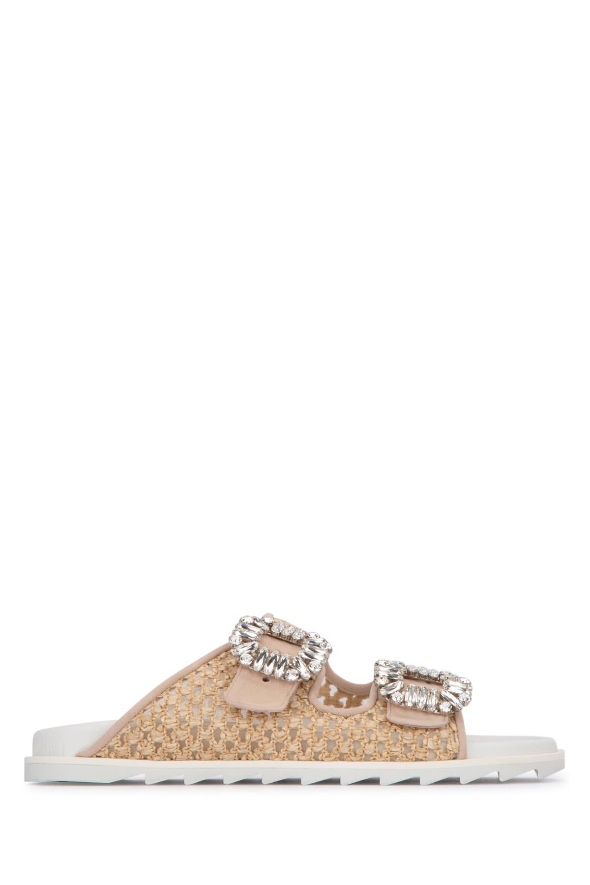 Roger Vivier Slidy Viv Raffia Sandals