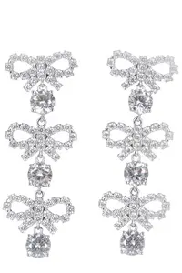 Self-Portrait Micro Bow Crystal Tiered Earrings