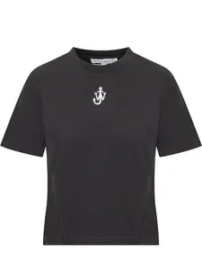 Jw Anderson Cropped T-shirt with Anchor JWA Logo in Black