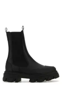 Ganni Black Leather Ankle Boots