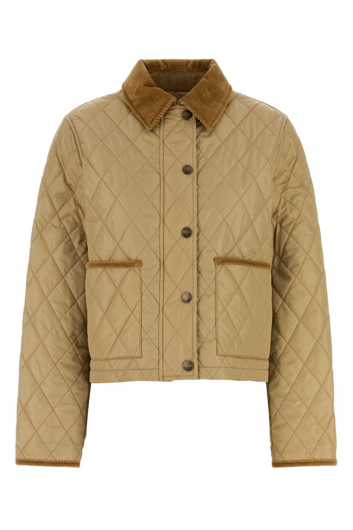 Burberry Cropped Quilted Jacket in Beige