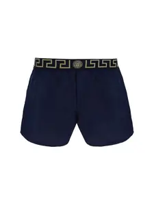 Versace Men's Greca Swim Shorts in Blue
