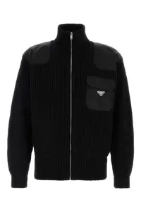 Prada Black Wool Blend Cardigan