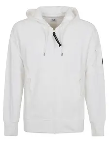 C.P. Company Sweatshirt Hooded Open In Diagonal Raised Fleece