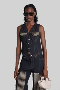 Ganni Vest In Blue Denim