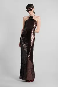 Magda Butrym Long Dress in Brown Polyester