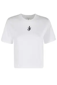 Jw Anderson J. W. Anderson Anchor Embroidery Panelled Cropped T-Shirt
