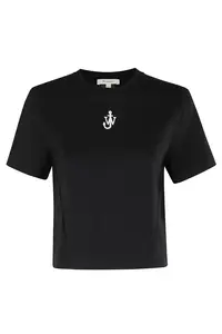 Jw Anderson J.W. Anderson Anchor Embroidery Panelled Cropped T-Shirt