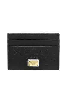 Dolce & Gabbana Women's Leather Card Holder with Logo Plaque in Black