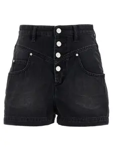 Isabel Marant Jovany High Rise Denim Shorts in Black