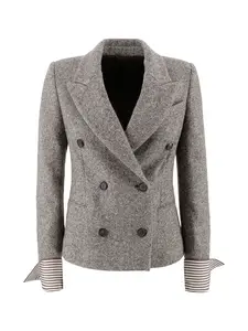 Brunello Cucinelli Double-breasted Blazer In Tweed