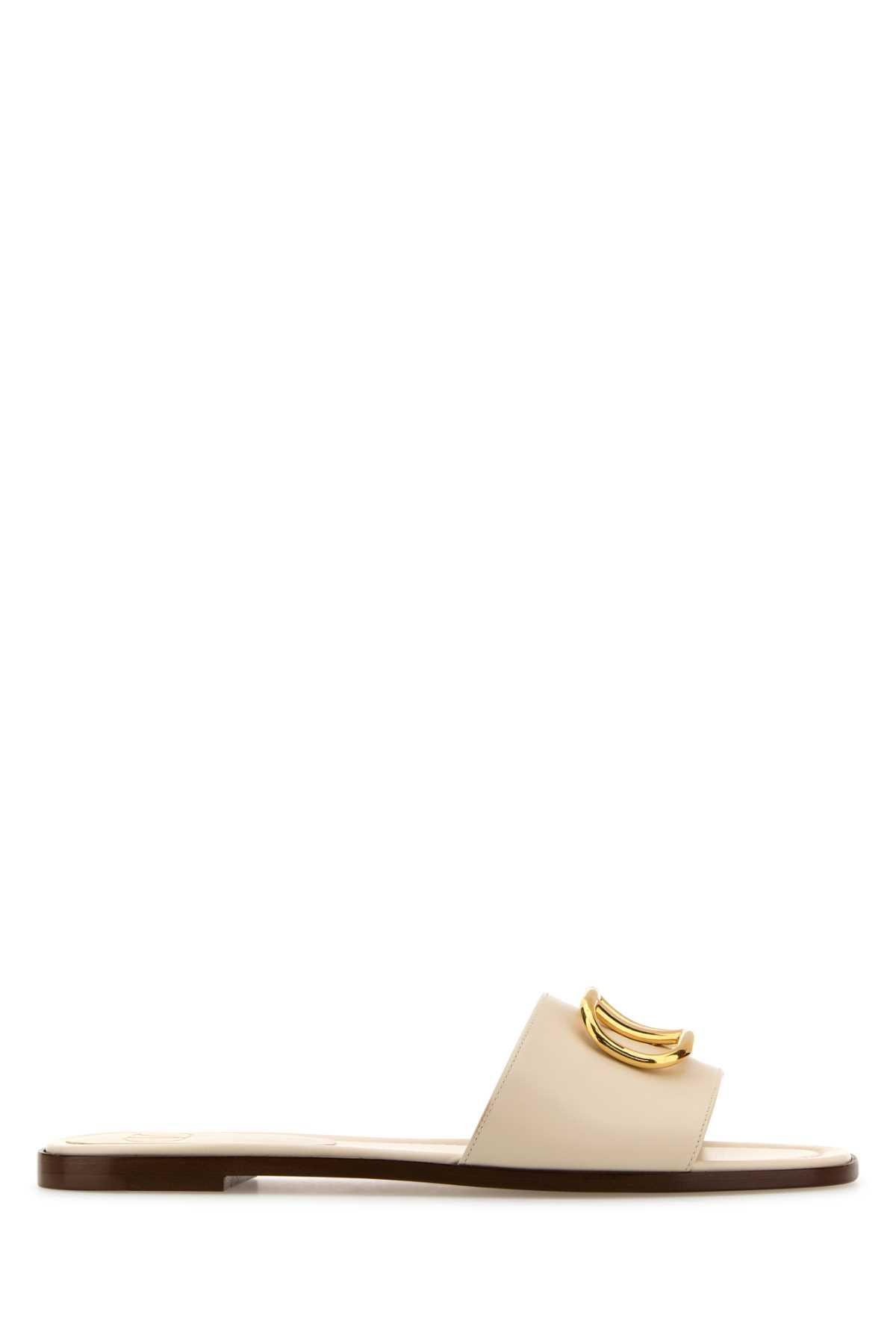 Valentino Garavani Women's Vlogo Signature Leather Sandals and White Leather Vlogo Slippers