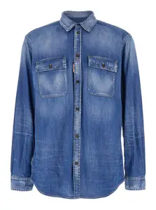 Dsquared2 Washed Denim Shirt and Worker Pocket Shirt in Blue