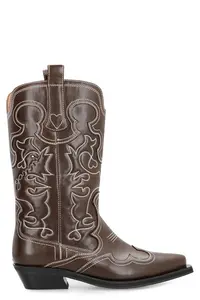 Ganni Leather Ankle Boots and Brown Synthetic Leather Shaft Boots