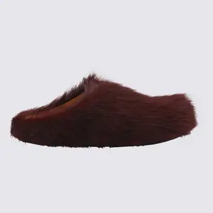 Marni Dark Red Leather Sandals and Fussbett Mules