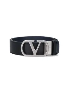 Valentino Garavani VLogo Signature Reversible Belt and Black and Blue Leather Belt