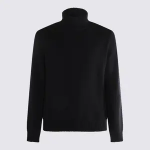Zanone Black Wool Knitwear Turtle-neck Sweater