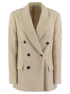 Brunello Cucinelli Viscose And Cotton Corduroy Jacket With Necklace