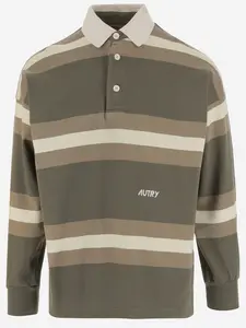 Autry Cotton Polo Shirt With Striped Pattern And Logo