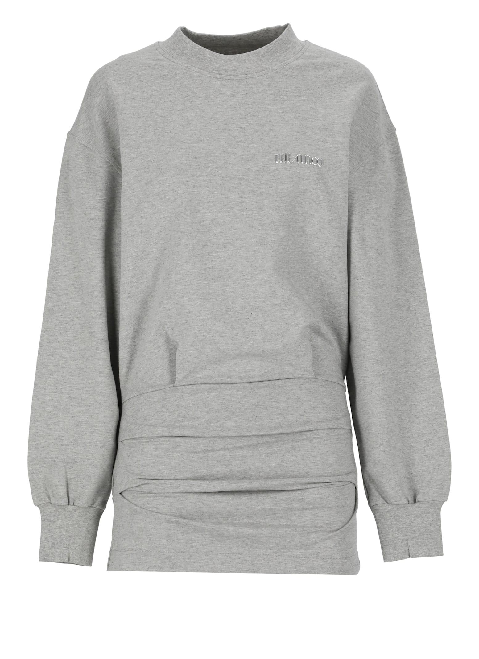 The Attico Cotton Blend Elegant Mini Dress in Grey