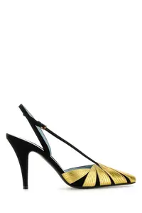 Valentino Garavani High Slingback Foliefoliage and Gold Pumps