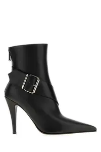 Alexander McQueen Black Leather Ankle Boots