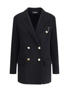Versace Black Cashmere And Wool Coat