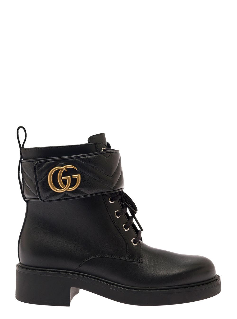 Gucci Double G Ankle Boot Black Leather