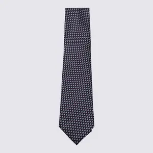 Zegna Purple and White Silk Tie