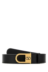 Valentino Garavani Black Leather Vlogo Signature Belt