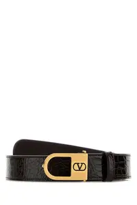 Valentino Garavani Dark Brown Leather Vlogo Signature Belt