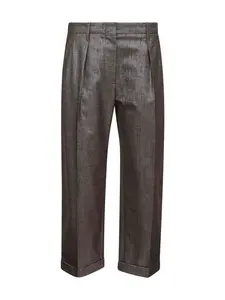 Brunello Cucinelli Brown Sparkling Twill Chino Pleated Trousers