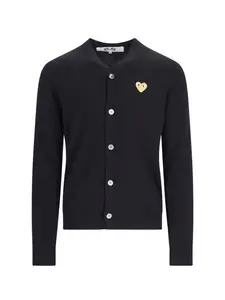 Comme des Garçons Play Gold Heart Knit Cardigan Sweater