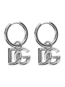 Dolce & Gabbana Silver-colored Earrings With Clip Closure And DG Logo Pendant In Bronze