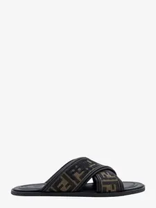 Fendi FF Jacquard Fabric Sandals with Embroidered Logo