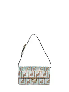 Fendi Baguette Wallet on Chain FF Jacquard Fabric Shoulder Bag