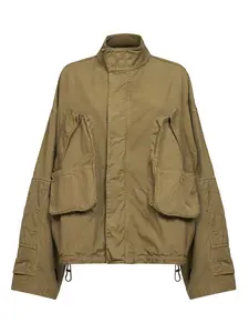 THE ATTICO Military Green Overdyed Canvas Bomber Jacket