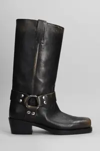 PARIS TEXAS Roxy Boot Texan Boots in Black Leather