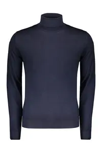 Moorer Dark Blue Sweater With A High Elegant Collar