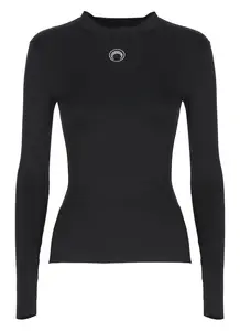 Marine Serre Moon Sweater and Black Stretch Nylon T-shirt