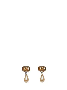 VALENTINO GARAVANI Metal and Pearls and Crystals Ovalette Earrings