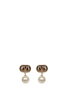 VALENTINO GARAVANI Metal and Pearls and Crystals Ovalette Earrings