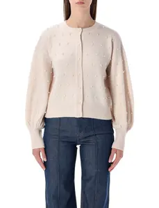 Zimmermann Cream Wool Beaded Cardigan