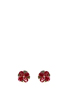 Marni Burgundy Enamel Flower Stud Earrings