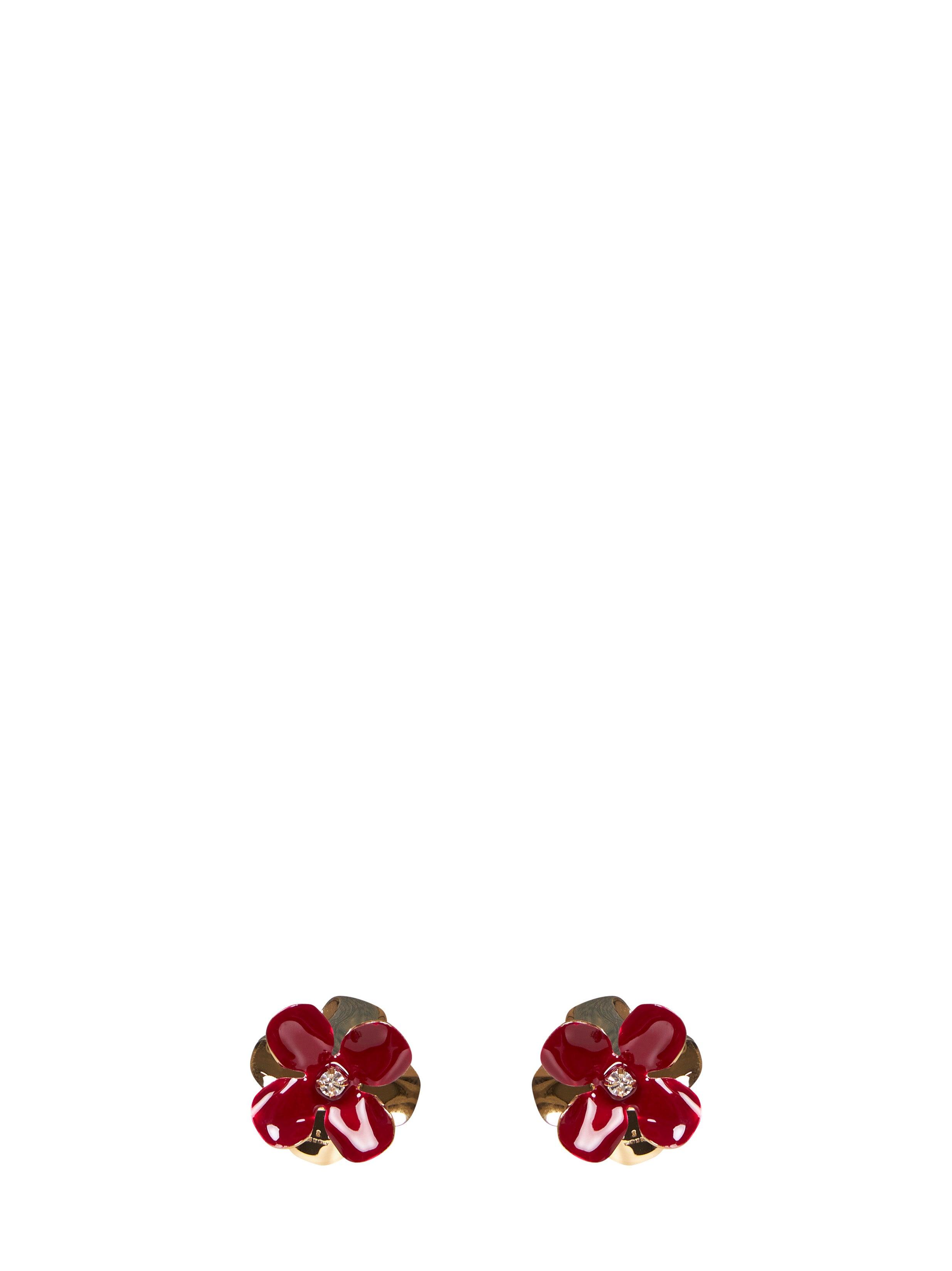 Marni Burgundy Enamel Flower Stud Earrings