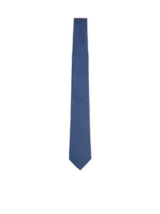 FERRAGAMO Blue Silk Tetris Print Tie