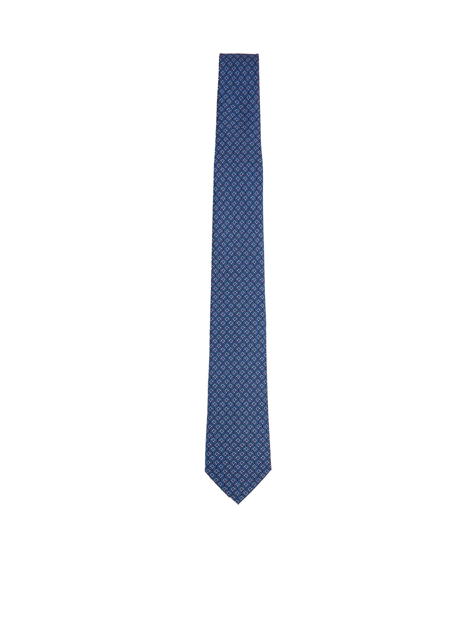 FERRAGAMO Blue Silk Tetris Print Tie