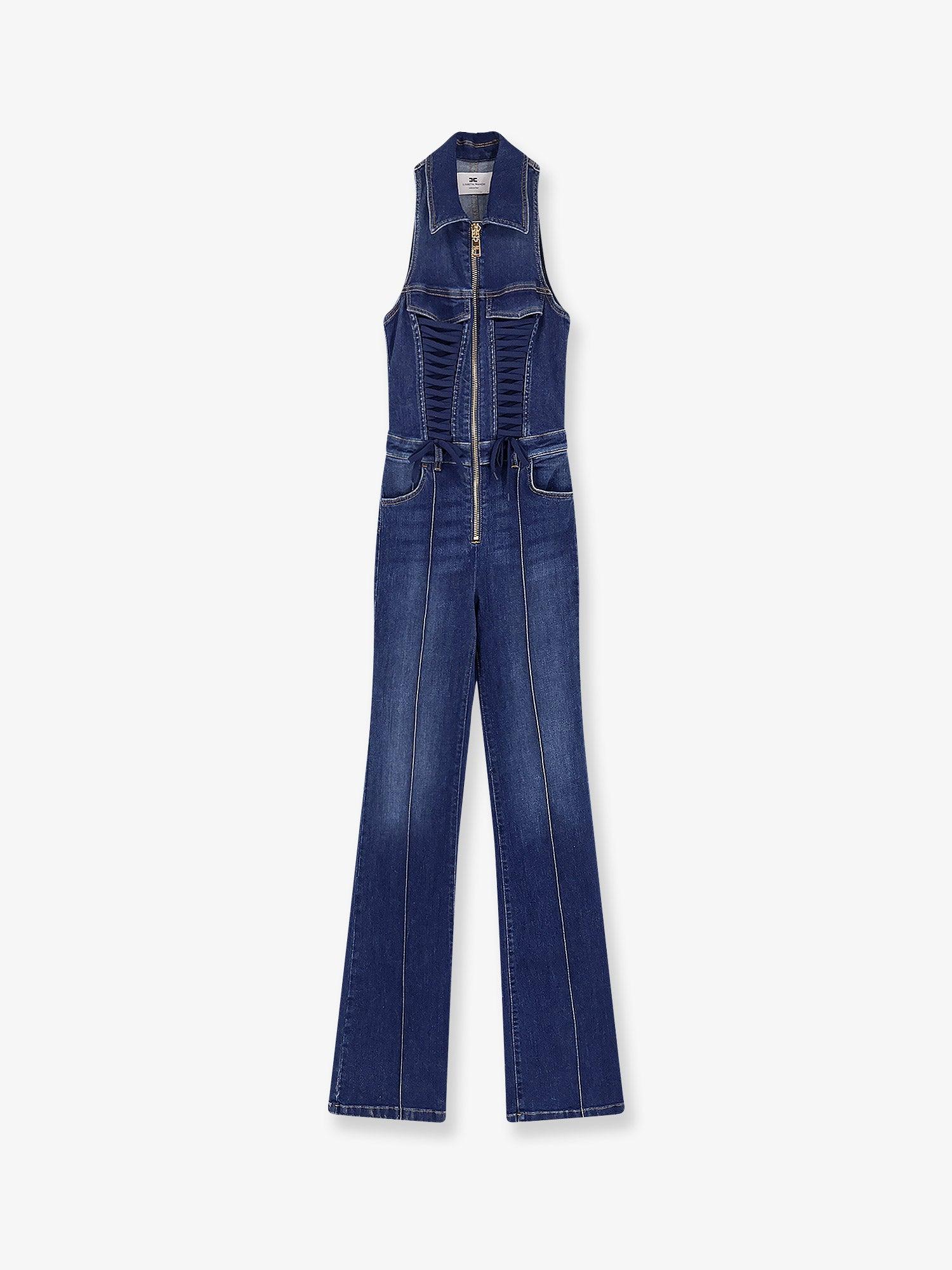ELISABETTA FRANCHI Urban denim jumpsuit
