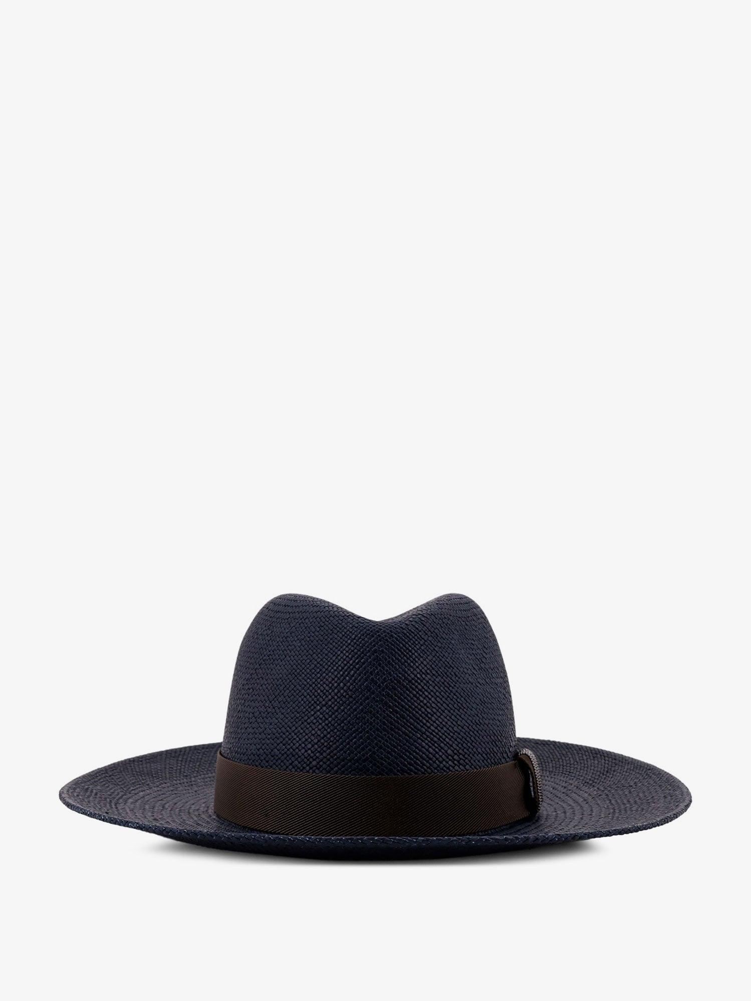 Brunello Cucinelli Raffia Fedora Hat with Monili Detail