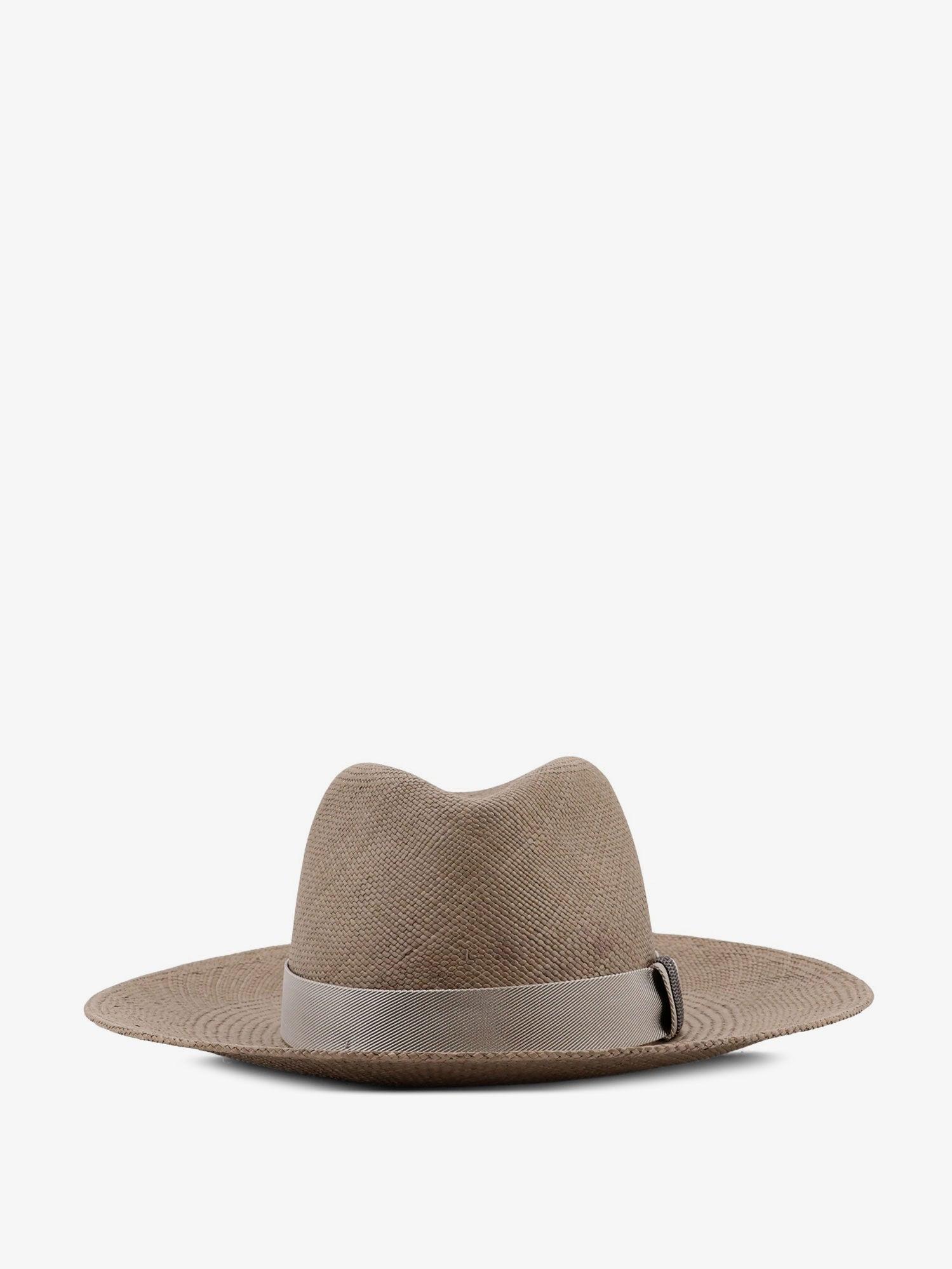 Brunello Cucinelli Raffia Fedora Hat with Monili Detail
